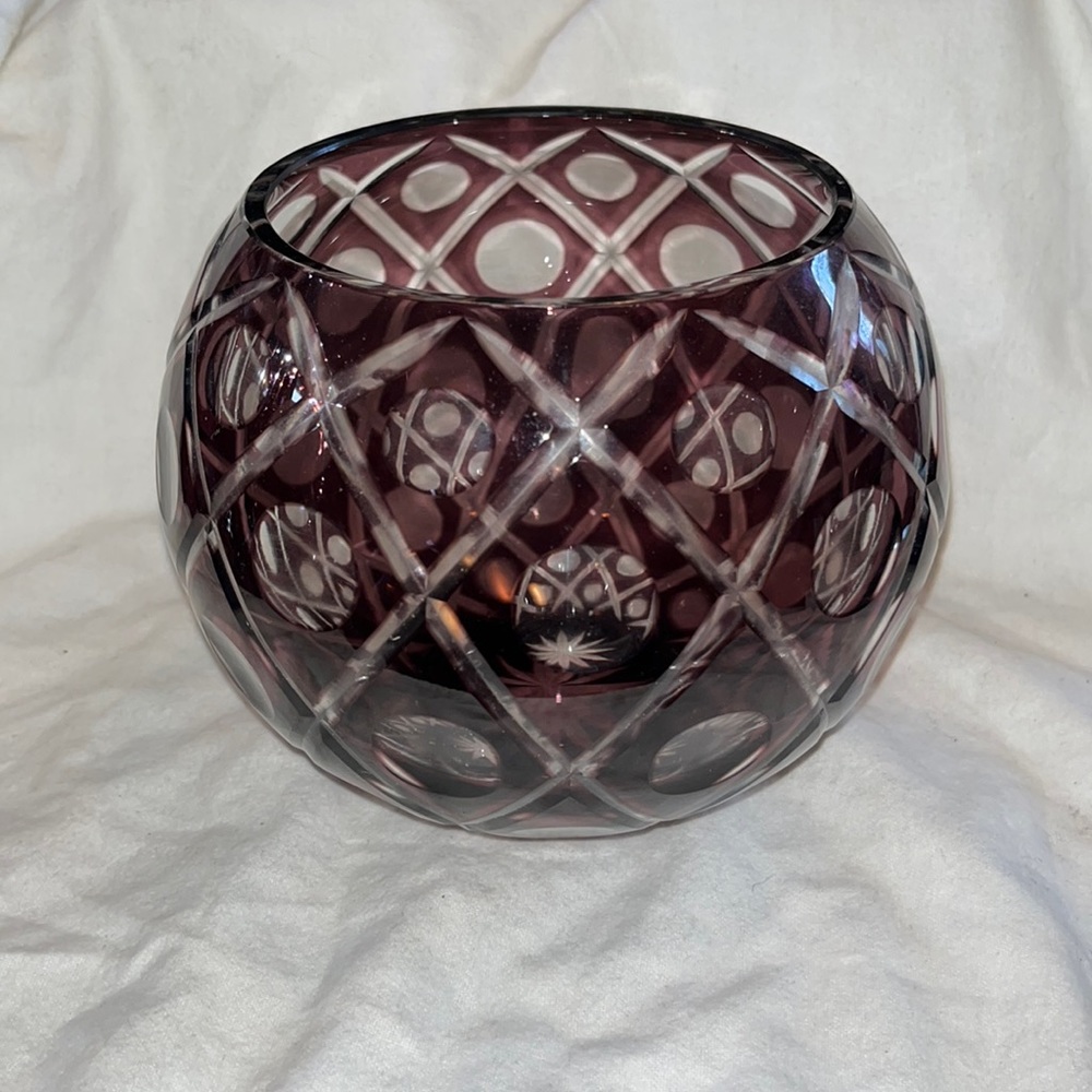 Bohemian Crystal Cut to Clear Glass Bowl